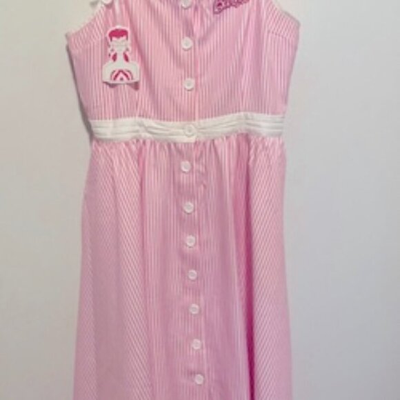 Unique Vintage X Barbie Pink Stripe 1950s Swing Dress Sz 1X NWOT #19 - Picture 14 of 16